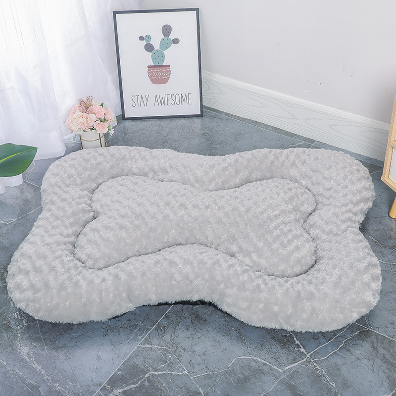 V888-ELOSUNG24062-202503251846-00 M Grey Rose Velvet Fish Scale Pet Bed - Creative Bone-Shaped Soft and Cozy Dog & Cat Nest - Image 1