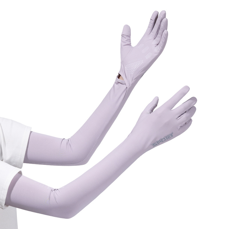 V888-ELOSUNG24222-202503271535-00 Purple UV-Protective Cooling Arm Sleeves - Breathable Long Sun Protection Gloves for Summer Cycling - Image 1