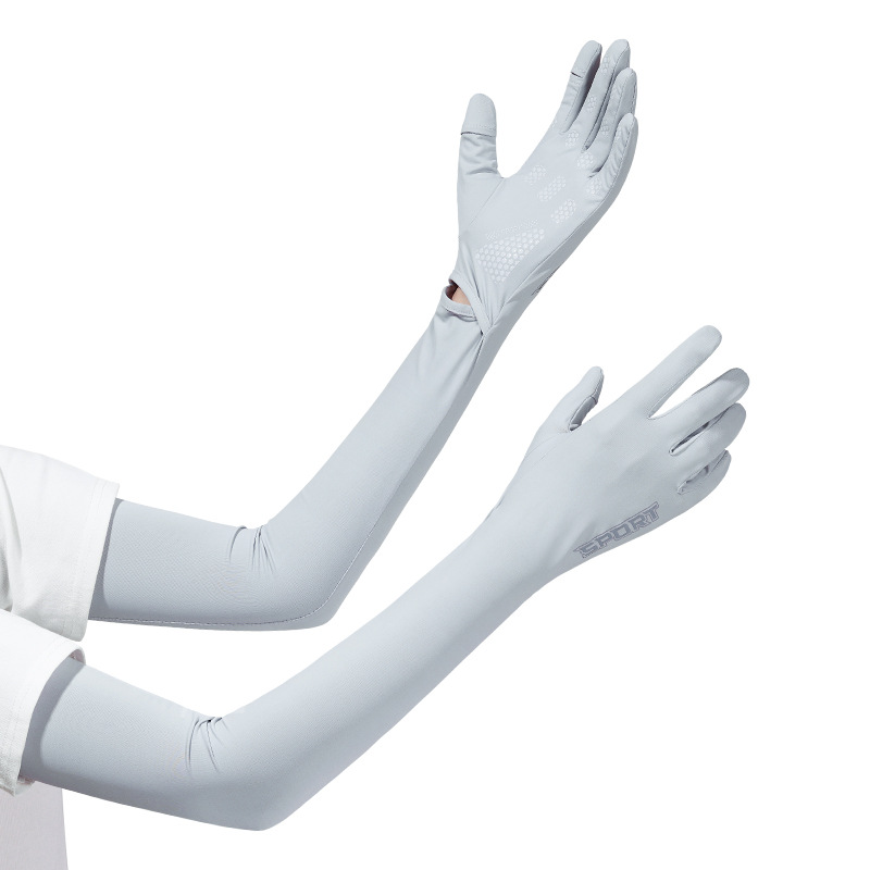 V888-ELOSUNG24225-202503271725-00 Grey UV-Protective Cooling Arm Sleeves - Breathable Long Sun Protection Gloves for Summer Cycling - Image 1