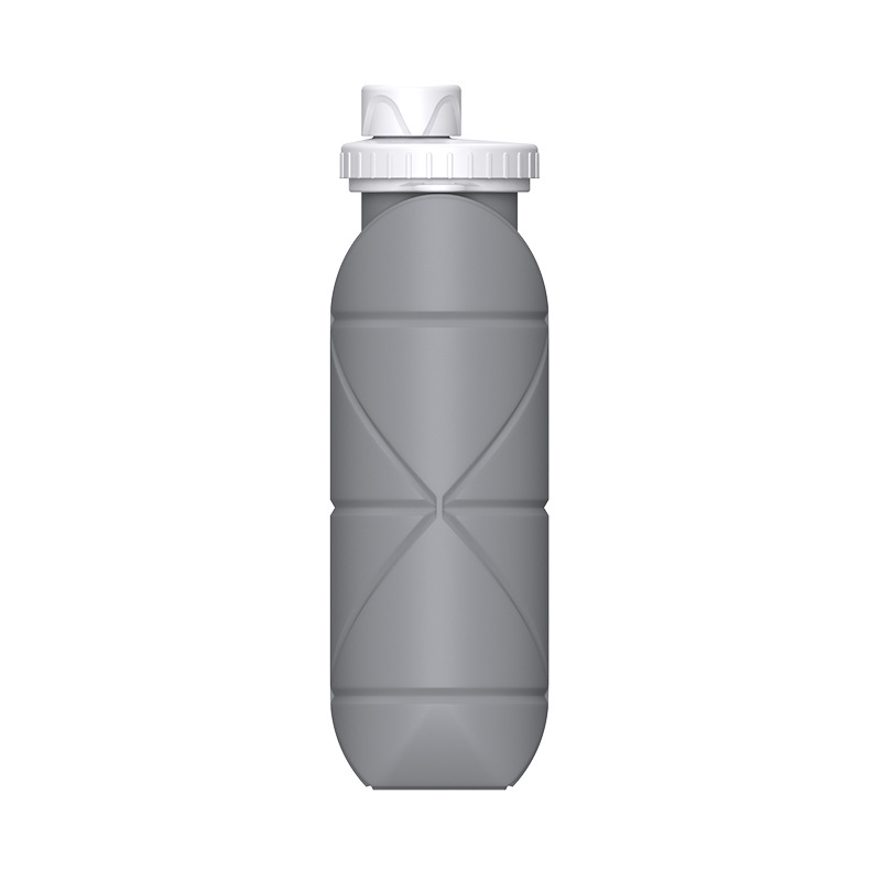 V888-ELOSUNG24265-202503282045-00 Grey Portable Silicone Collapsible Water Bottle - Foldable Sports Cup for Cycling and Outdoor Fitness - Image 1