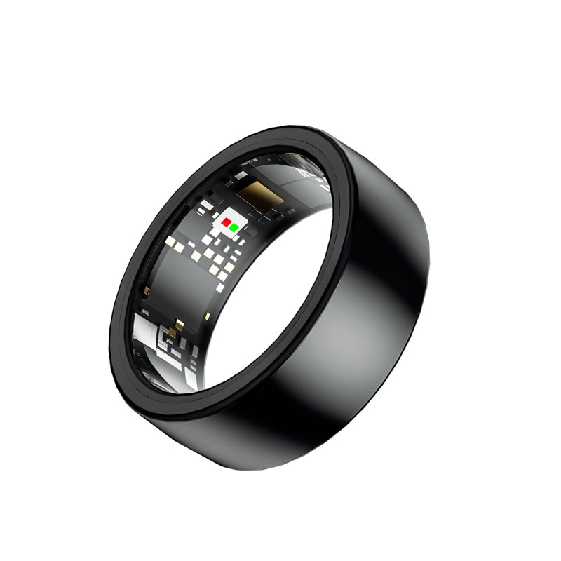 V888-ELOSUNG24286-202503282017-00 Black Round 0.77inch Smart Ring with Heart Rate and Sleep Tracking - IP68 Waterproof Fitness Tracker with Step Counter - Image 1