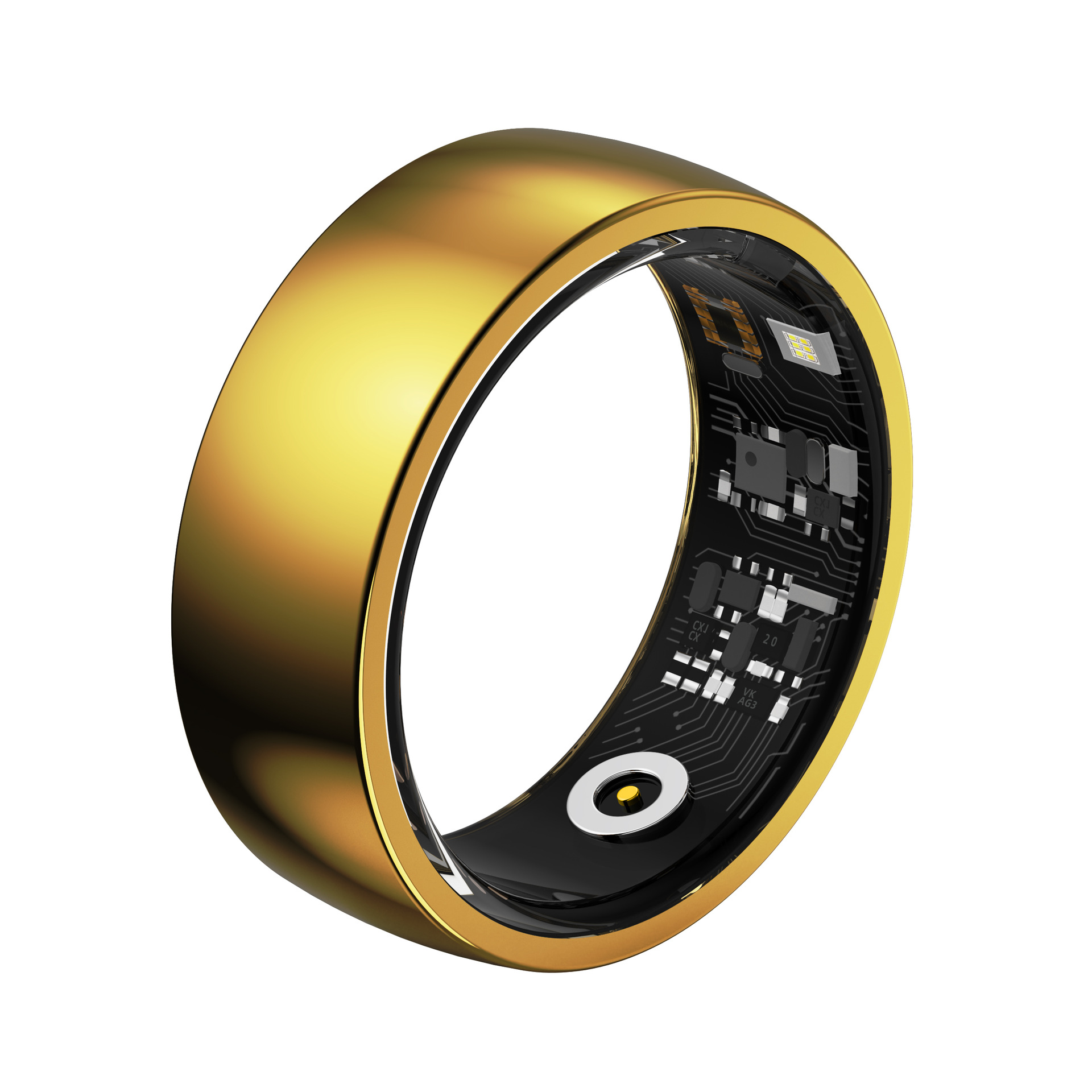 V888-ELOSUNG24315-202503282121-00 Gold Round 0.74inch Smart Ring with Heart Rate and Sleep Tracking - IP68 Waterproof Fitness Tracker with Step Counter - Image 1