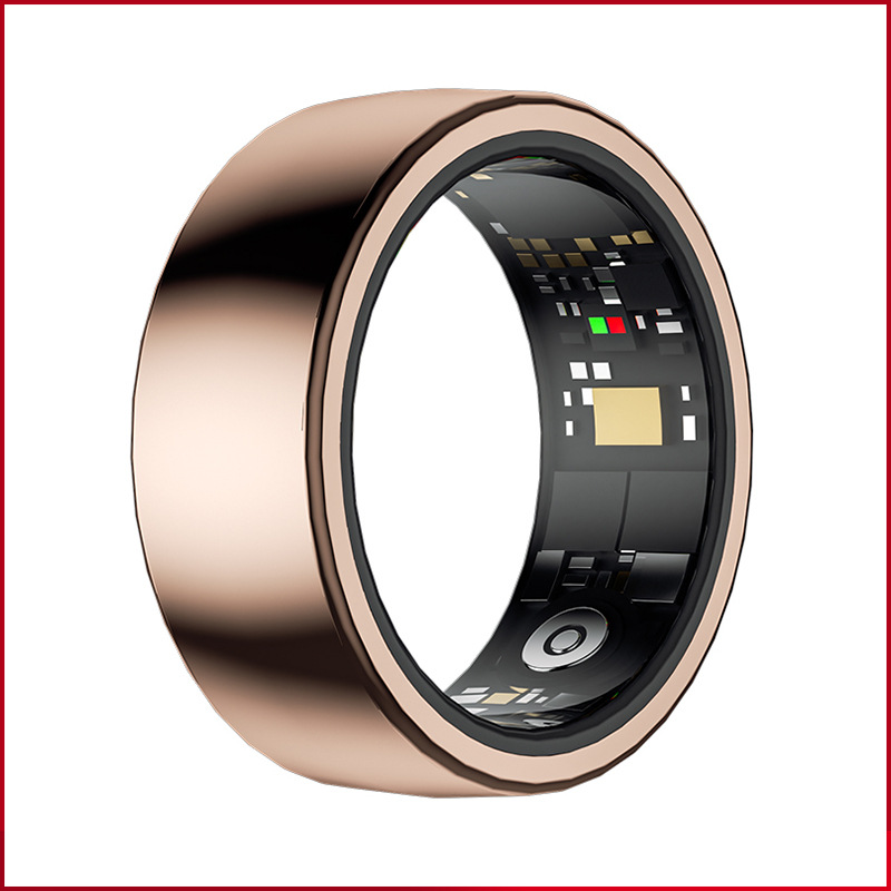 V888-ELOSUNG24321-202503282130-00 Rose Gold Round 0.77inch Smart Ring with Heart Rate and Sleep Tracking - IP68 Waterproof Fitness Tracker with Step Counter - Image 1