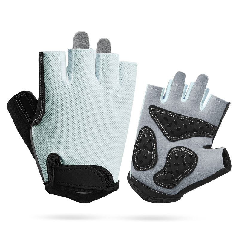 V888-ELOSUNG24328-202503282131-00 XL Grey Children's Summer Cycling Gloves - Breathable Half-Finger Non-Slip Fitness Training Gloves for Weightlifting - Image 1