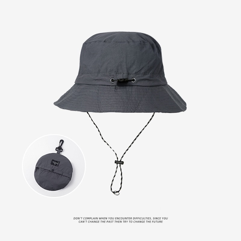 V888-ELOSUNG24358-202504011312-00 Grey 2pcs Waterproof Bucket Hat - Foldable Outdoor Sun Hat - 55-59cm - with Chinstrap - Image 1