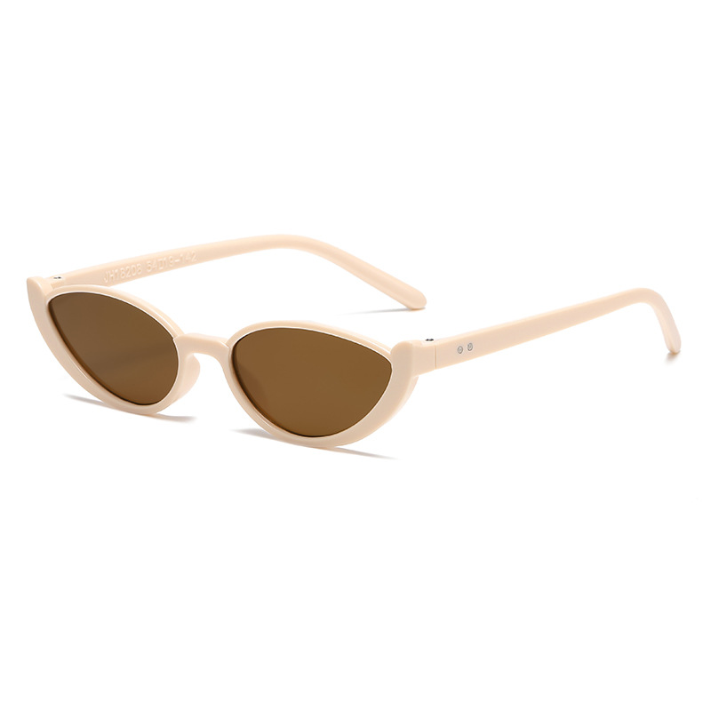 V888-ELOSUNG24382-202504011322-00 Rice White Tea Tablet 2PCS Fashionable Cat-Eye Sunglasses for Women - Retro INS Style UV Protection Shades - Image 1