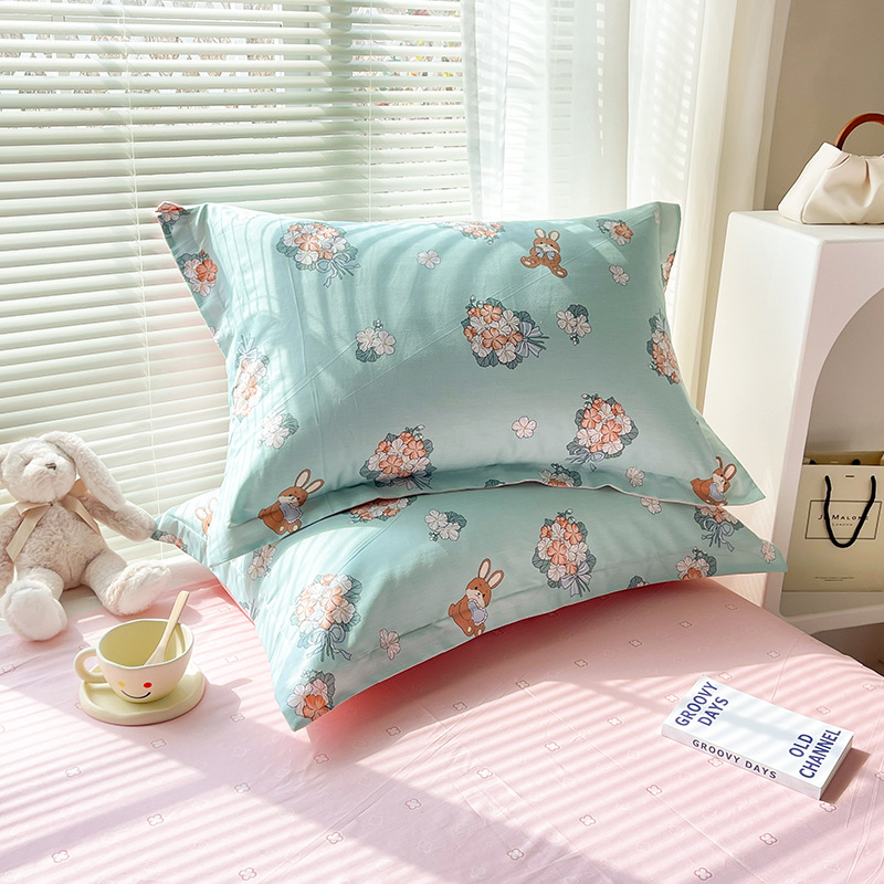 V888-ELOSUNG24583-202504141611-00 Yu Beauty - Blue 100% Cotton Pillowcase Set (Pack of 2) - Breathable Standard Size 48x74cm Pure Cotton Pillow Covers - Image 1