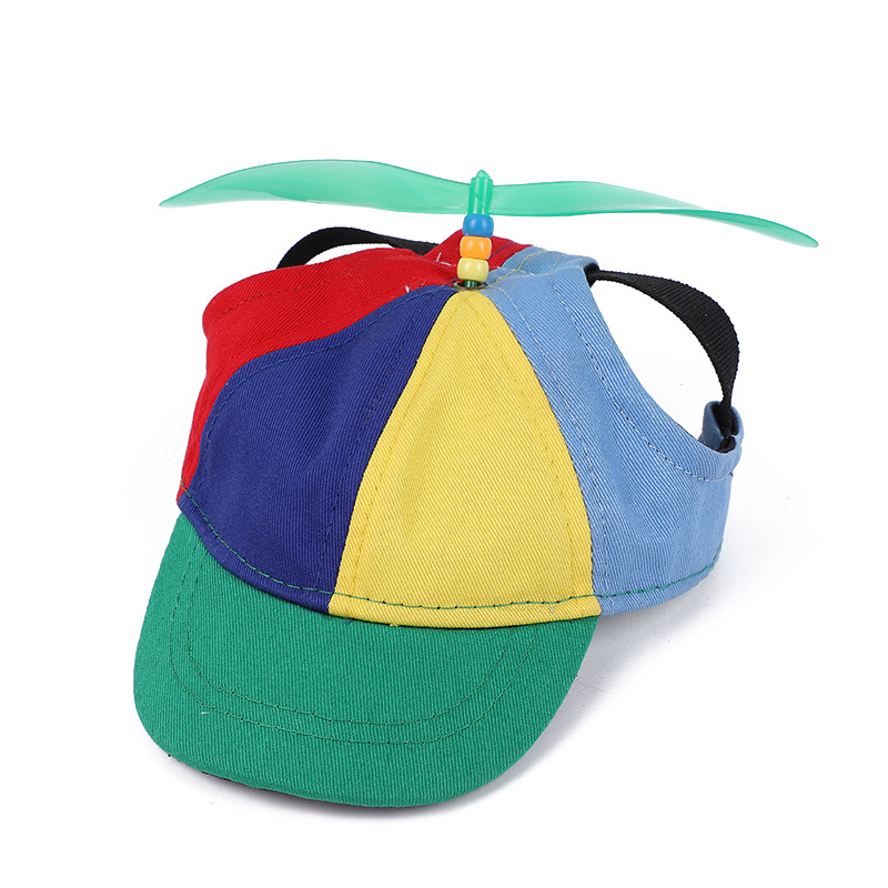 V888-ELOSUNG24605-202504141727-00 L Green Pet Baseball Cap with Spinning Propeller - Colorful Fun Design - See Details for Sizing - Image 1