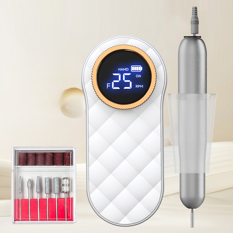 V888-ELOSUNG24691-202504171723-00 White Portable Mini Electric Nail Drill Pen - Manicure Pedicure Polishing & Shaping Tool - Image 1