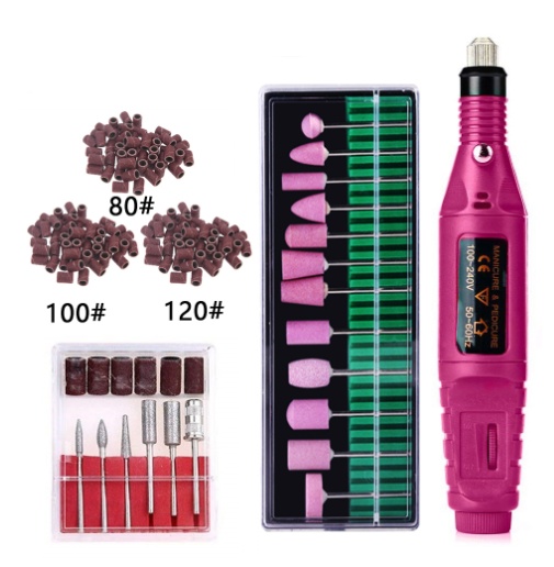 V888-ELOSUNG24740-202504171838-00 Regular Set With Ceramic Grinding Pin + Sanding Ring Portable Electric Nail Drill Kit - USB Manicure Pedicure Polishing & Shaping Tool Set - Image 1
