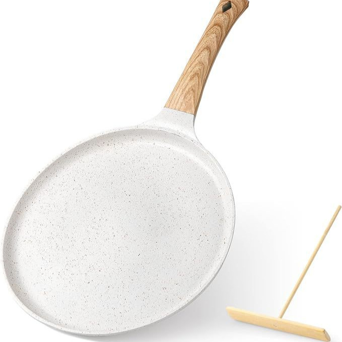 V888-ELOSUNG24746-202504171842-00 White 28cm Non-Stick Crepe Pan - Versatile Flat Skillet for Pancakes, Omelettes & Tortillas - Image 1