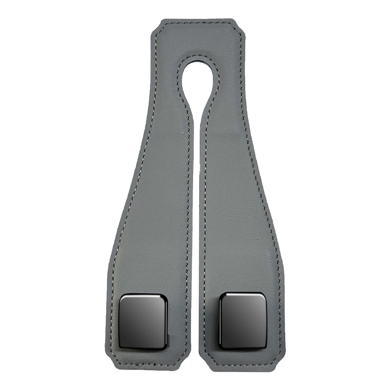 V888-ELOSUNG24822-202504171716-00 Grey Heavy Duty Car Headrest Hooks (Set of 4 Units) - PU Leather Seat Back Organizer Hangers - Image 1