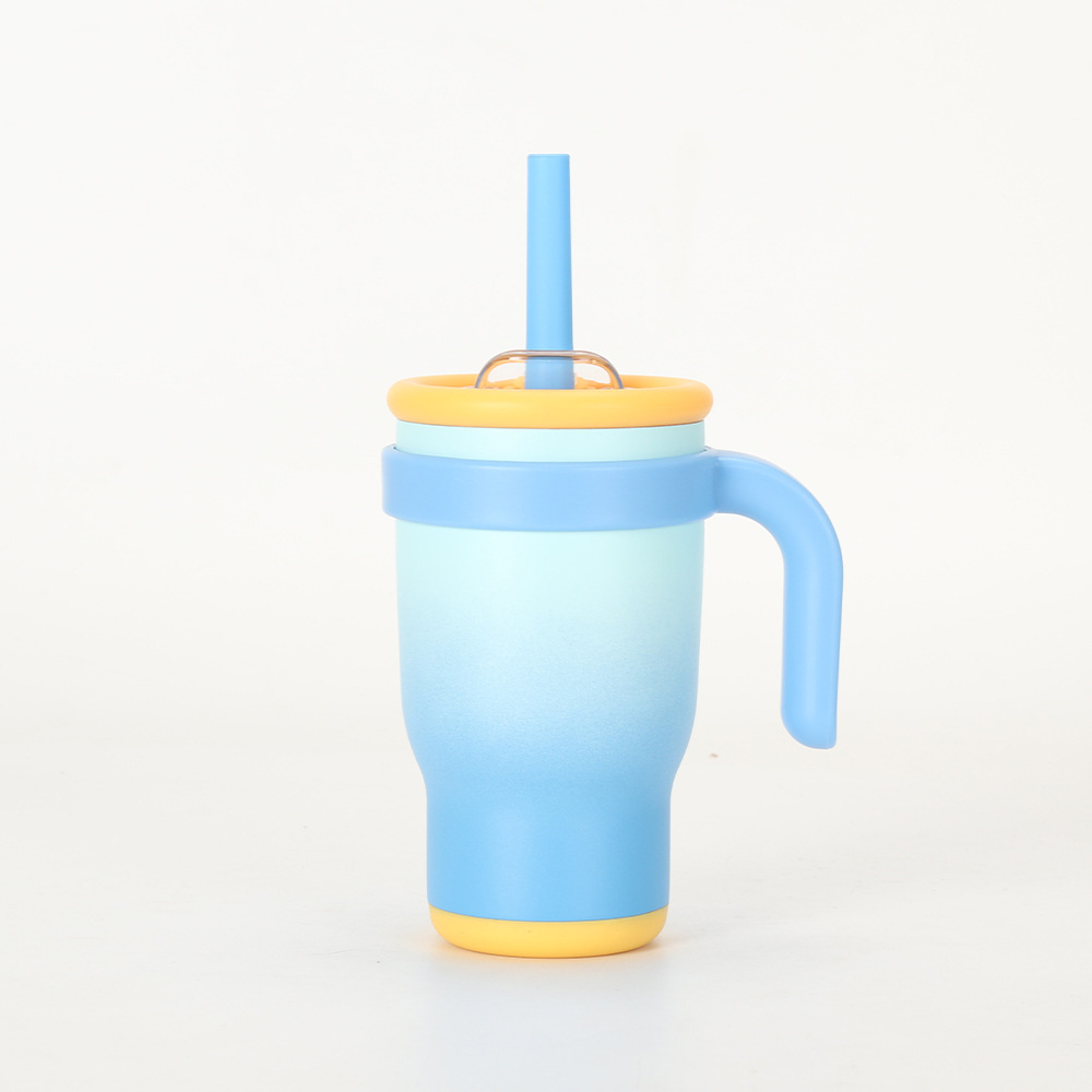 V888-ELOSUNG24859-202504211212-00 Blue 14oz Insulated Tumbler with Handle & Straw - 304 Stainless Steel Car Cup (Contrast Color) - Image 1