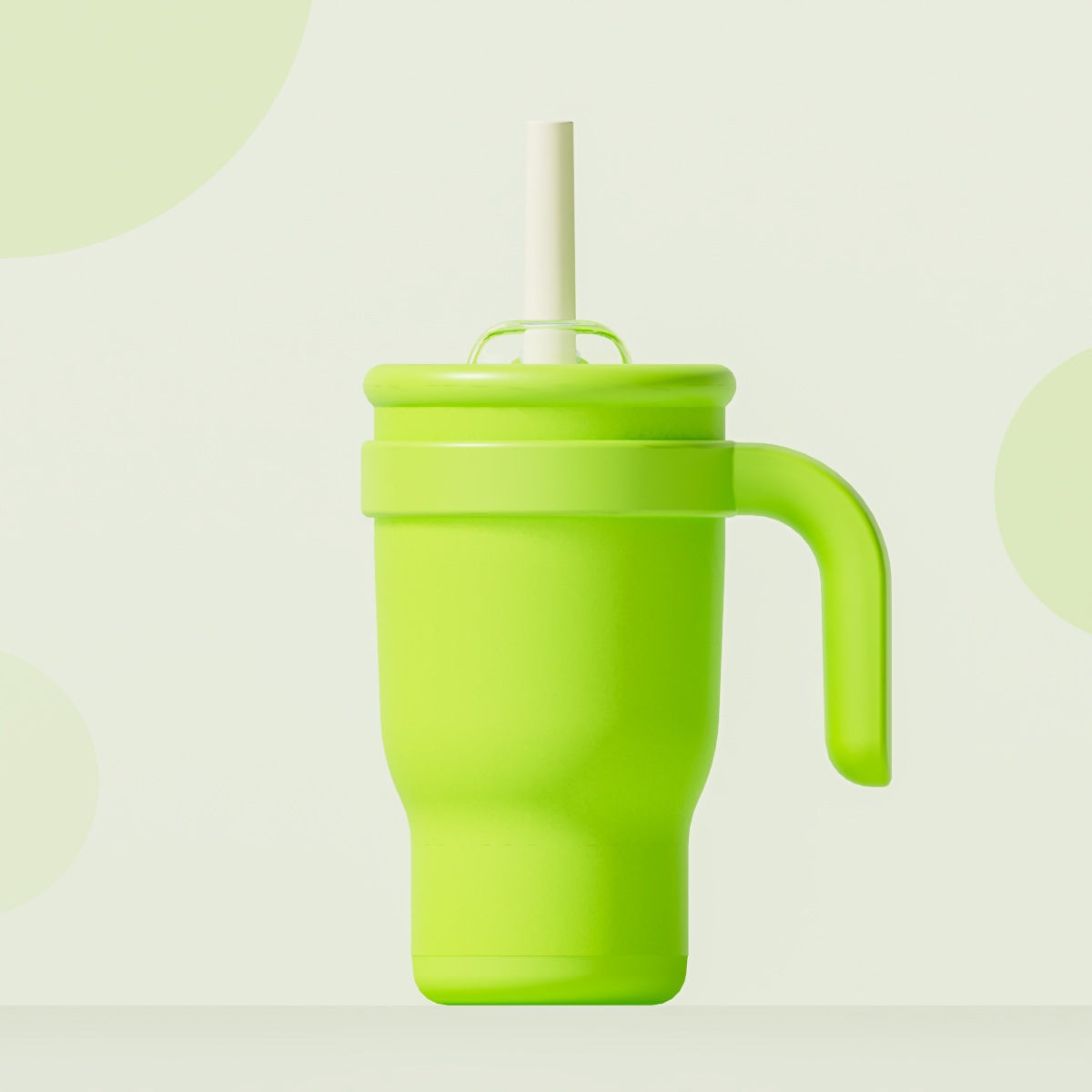 V888-ELOSUNG24888-202504211228-00 Green 14oz Insulated Tumbler with Handle & Straw - 304 Stainless Steel Car Cup (Contrast Color) - Image 1