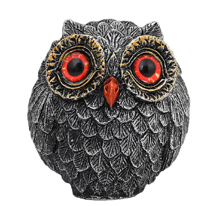 V888-ELOSUNG24939-202504211330-00 3Pcs Red Small Decorative Resin Owl Figurine - Textured Statue with Blue Eyes - Image 1