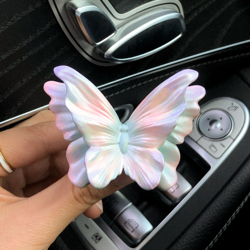 V888-ELOSUNG24964-202504211131-00 Sparkling White Butterfly Set of 3 Butterfly Car Air Vent Clips - Decorative Scent Diffuser Ornaments - Image 1