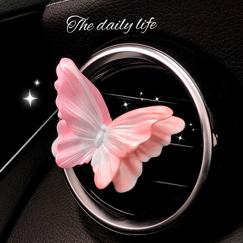 V888-ELOSUNG24966-202504211132-00 Dreamy Pink Butterfly Set of 3 Butterfly Car Air Vent Clips - Decorative Scent Diffuser Ornaments - Image 1