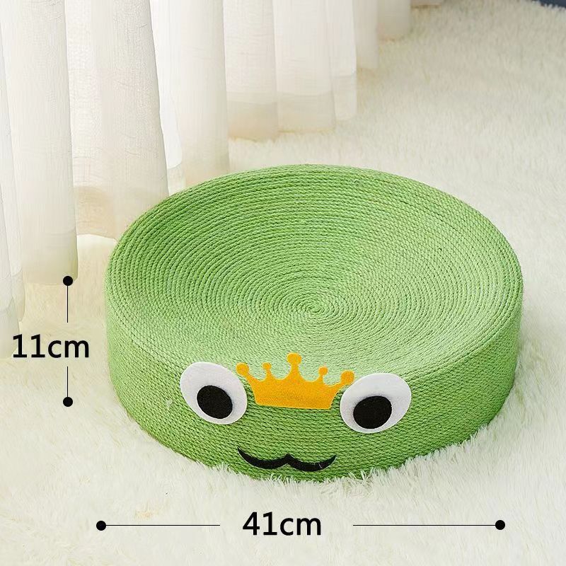 V888-ELOSUNG25090-202504141336-00 Cute Green All Sisal Frog Cat Scratching Post and Lounger - 41cm Cat Scratch Proof Basin - Image 1