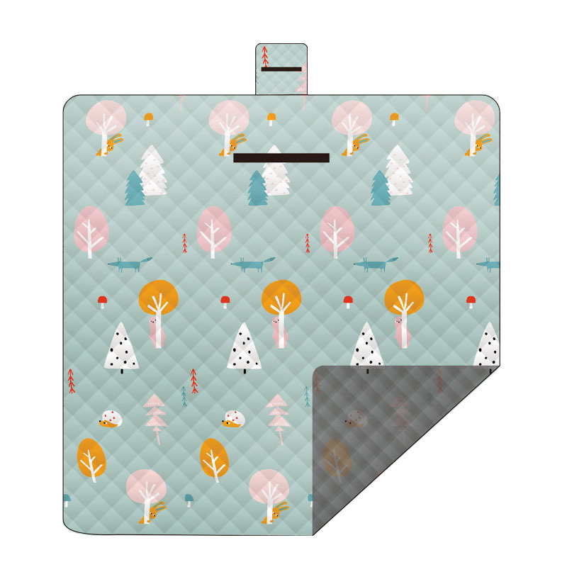 V888-ELOSUNG25120-202504171730-00 Waterproof Foldable Picnic Blanket with Green Mood Print - 200x200cm - Image 1
