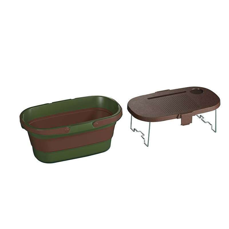 V888-ELOSUNG25213-202504211237-00 Foldable Picnic Basket with Tray - 16.5L Capacity, Green coffee color, Perfect for Camping and Outdoor Gatherings - Image 1
