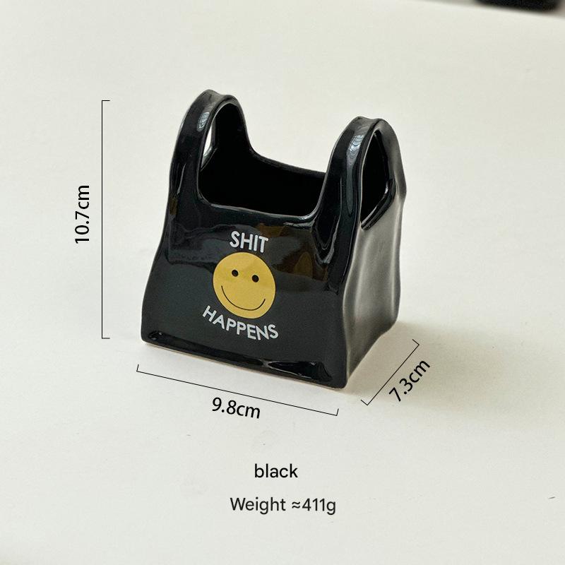 V888-ELOSUNG25347-202504221206-00 Black Ceramic Desktop Organizer - Cute Hand Shaped Pencil Holder and Makeup Brush Storage for Home and Office - Image 1