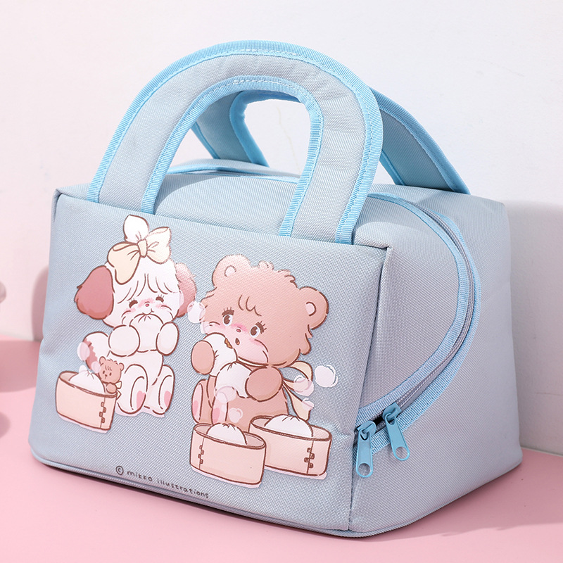 V888-ELOSUNG25350-202504281410-00 Blue Cute Cartoon Lunch Bag - Large Capacity Insulated Handbag for Students and Office Use - Image 1