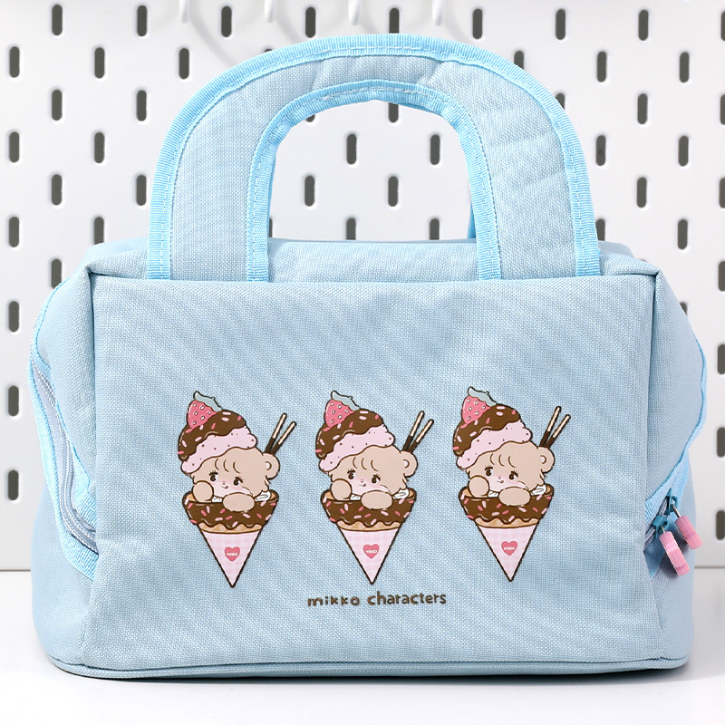 V888-ELOSUNG25351-202504281411-00 Blue (Ice Cream Bear) Cute Cartoon Lunch Bag - Large Capacity Insulated Handbag for Students and Office Use - Image 1