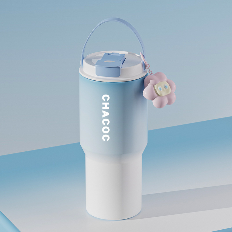 V888-ELOSUNG25398-202504281205-00 304 Stainless Steel Insulated Tumbler,Large Capacity with Handle and Cute Cloud Accessory(Blue) - Image 1