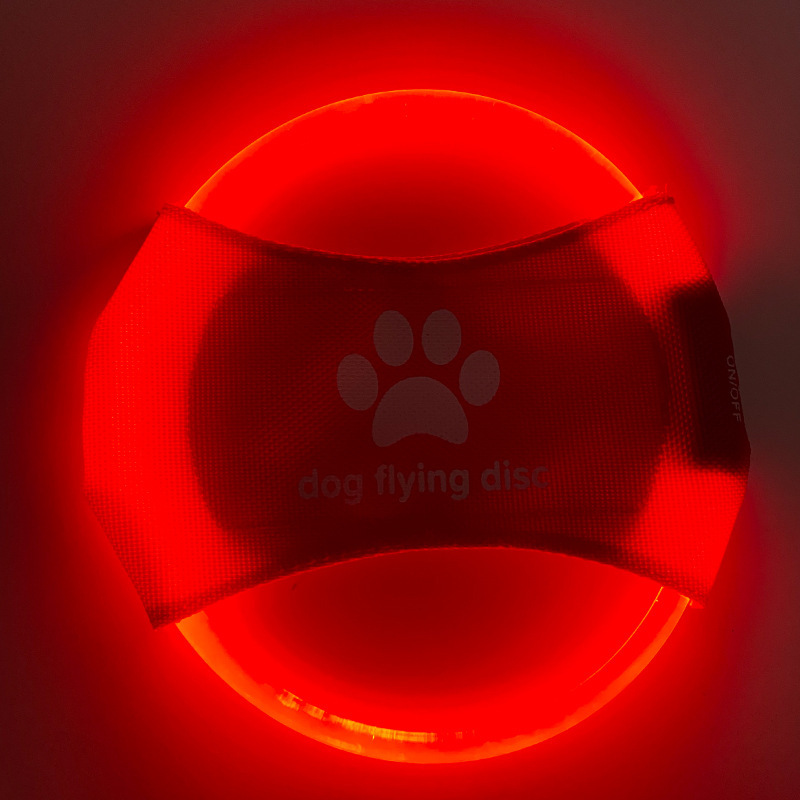 V888-ELOSUNG25406-202504281206-00 Red LED Rechargeable Dog Flying Disc - Glow-in-the-Dark Pet Training Toy with Paw Design - Image 1