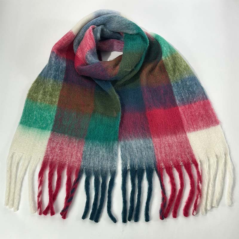 V888-ELOSUNG25478-202504281506-00 Winter Luxe Warm Oversized Scarf-Cozy Thick Plaid Wrap, European Chic Style(Powder blue plaid) - Image 1