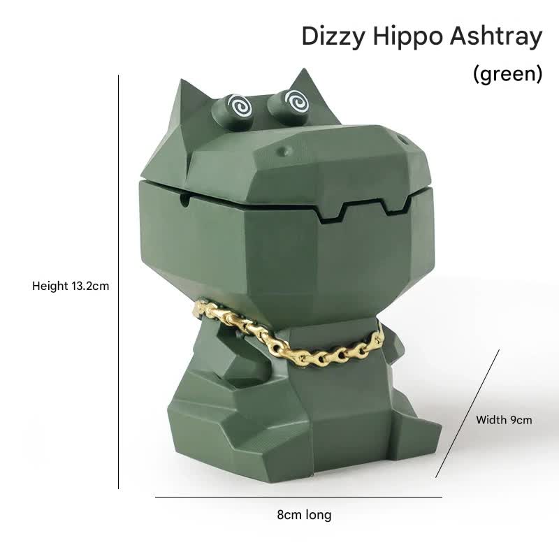 V888-ELOSUNG25591-202504291527-00 Hippo Ashtray with Lid - Stylish Geometric Decor for Home and Office(Green) - Image 1