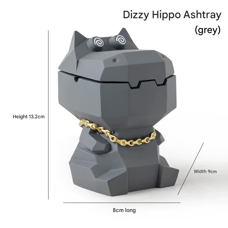 V888-ELOSUNG25592-202504291543-00 Hippo Ashtray with Lid - Stylish Geometric Decor for Home and Office(Gray) - Image 1