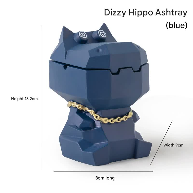 V888-ELOSUNG25594-202504291543-00 Hippo Ashtray with Lid - Stylish Geometric Decor for Home and Office(Blue) - Image 1