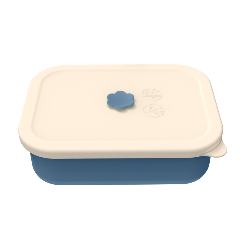 V888-ELOSUNG25609-202504301621-00 Dark blue Microwave-Safe Silicone Lunch Box with 4 Compartments - Airtight Bento Box for Work and Travel - Image 1