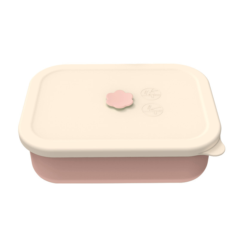 V888-ELOSUNG25613-202504301621-00 Lotus color Microwave-Safe Silicone Lunch Box with 4 Compartments - Airtight Bento Box for Work and Travel - Image 1