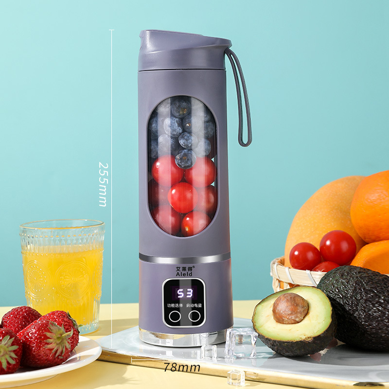 V888-ELOSUNG25666-202505071507-00 Portable Electric Juicer Blender - 450ml USB Rechargeable Smoothie Maker with 12 Blades(Purple) - Image 1