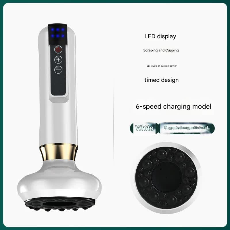 V888-ELOSUNG25669-202505071507-00 Rechargeable 6-Level Electric Cupping & Gua Sha Massager with LED Display & Magnetic Therapy Head(white) - Image 1