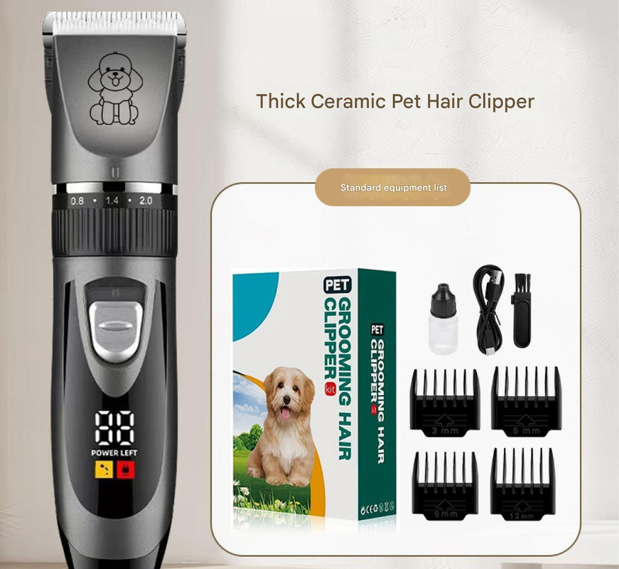 V888-ELOSUNG25692-202505081731-00 Professional Pet Grooming Hair Clipper Kit - Rechargeable, Low Noise, with Ceramic Blades & 5-Speed Adjustment(Gray) - Image 1