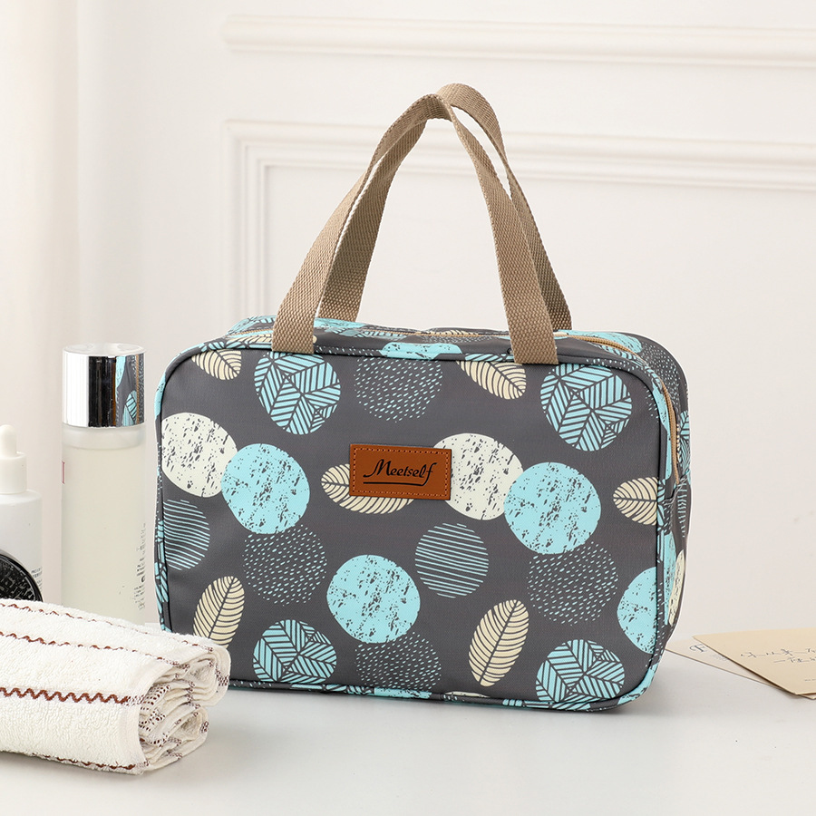V888-ELOSUNG25729-202505081815-00 Versatile Portable Handled Bag - Durable Waterproof Fabric, Ideal for Toiletries, Lunch & Travel(Leaves) - Image 1