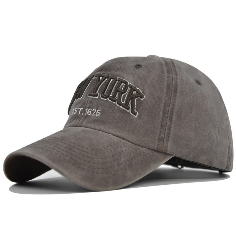 V888-ELOSUNG25818-202505131847-00 Vintage New York Est. 1625" Washed Cotton Baseball Cap - Adjustable & Unisex(Coffee)" - Image 1