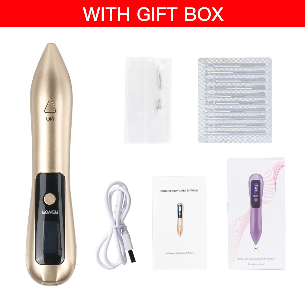 V888-ELOSUNG25858-202505151713-00 Professional 9-Level Skin Tag & Mole Remover Pen - USB Rechargeable with LED Display & Multiple Needles(Gold) - Image 1
