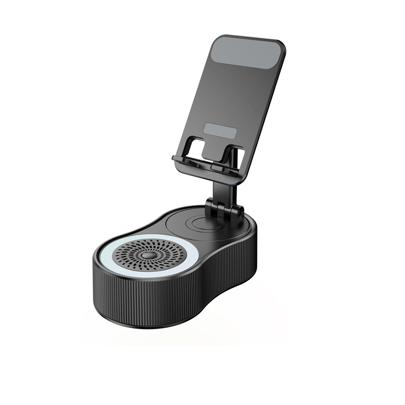 V888-ELOSUNG25869-202505151746-00 Foldable Bluetooth Speaker with 360 Rotating Phone/Tablet Stand & RGB Lights - HIFI Surround Sound(black) - Image 1