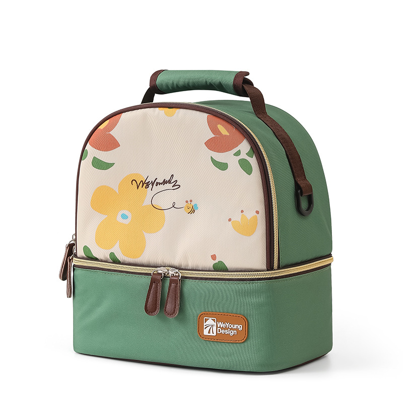 V888-ELOSUNG25872-202505151747-00 Versatile Insulated Breast Milk Cooler & Lunch Backpack - Waterproof, Multi-Carry Options(Green print) - Image 1