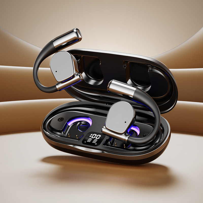 Open-Ear TWS Wireless Earbuds with HIFI Sound & LED Display - Dolby Surround(black)
