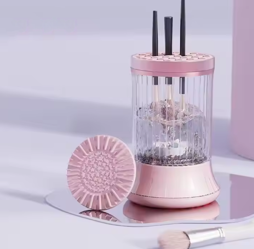 V888-ELOSUNG26018-202504141745-00 Pink Electric Makeup Brush Cleaner & Dryer Machine - Automatic Spinner Tool (Plug-in model) - Image 1