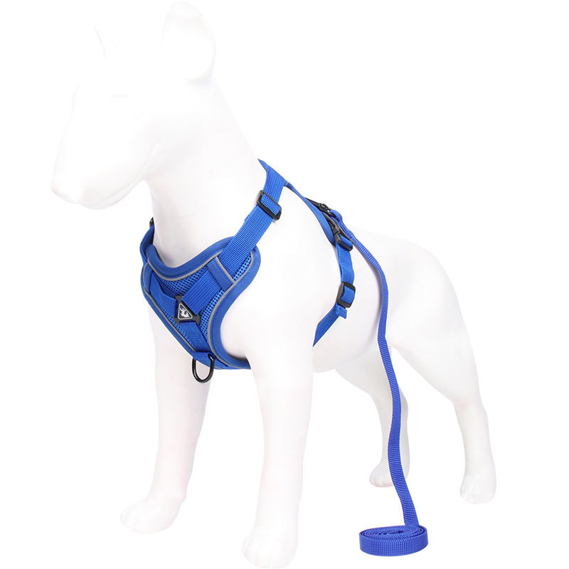 V888-ELOSUNG26042-202504141516-00 Blue Reflective Mesh Dog Harness and Leash Set - Adjustable No-Pull Vest - XL - Image 1