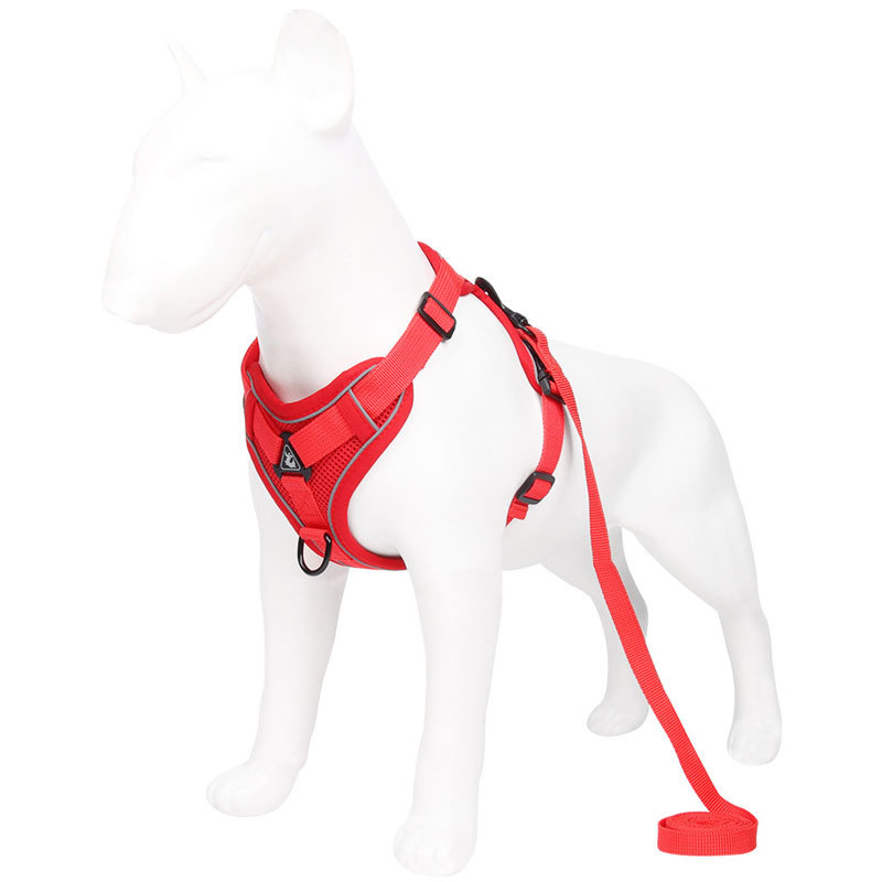 V888-ELOSUNG26043-202504141516-00 Red Reflective Mesh Dog Harness and Leash Set - Adjustable No-Pull Vest - S - Image 1