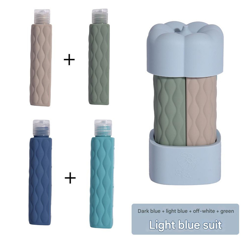 V888-ELOSUNG26061-202504141546-00 Light blue suit Silicone Travel Bottles Set (4 Pack, 60ml) - Leakproof Refillable & Squeezable - Image 1