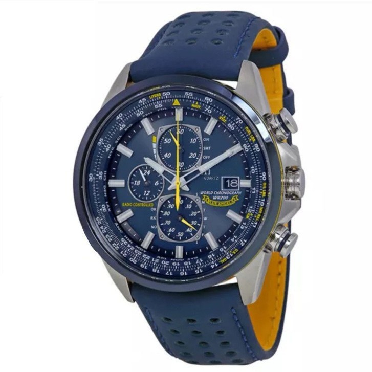 V888-ELOSUNG26275-202504211142-00 Blue leather strap Elegant Men's Quartz Chronograph Watch with 42mm Case and Perpetual Calendar - Image 1