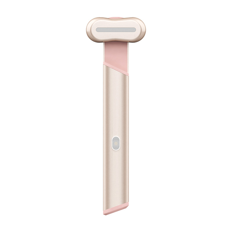 V888-ELOSUNG26283-202504281532-00 Rose Gold Electric Eye Massager Pen with Red & Blue Light Therapy - Heated Vibration Wand - Image 1